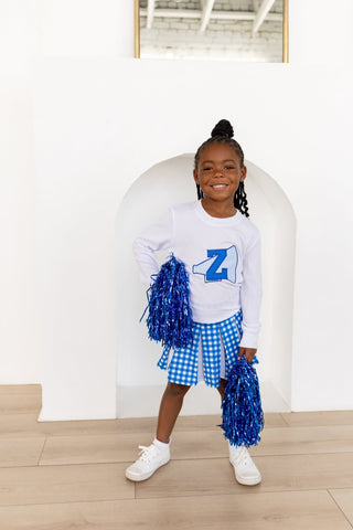 2-Piece Long Sleeve Pullover and Skort Set - Royal Blue - Sugar Bee Clothing