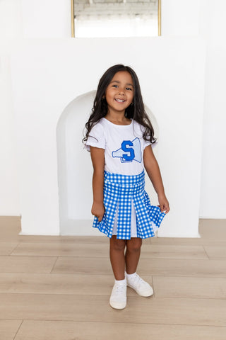 2-Piece Scalloped Tee and Skort Set - Royal Blue - Sugar Bee Clothing