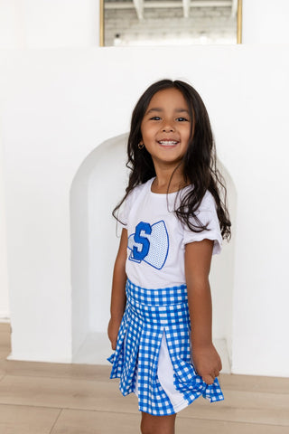 2-Piece Scalloped Tee and Skort Set - Royal Blue - Sugar Bee Clothing