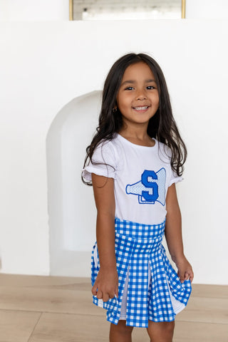 2-Piece Scalloped Tee and Skort Set - Royal Blue - Sugar Bee Clothing