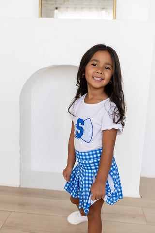 2-Piece Scalloped Tee and Skort Set - Royal Blue - Sugar Bee Clothing