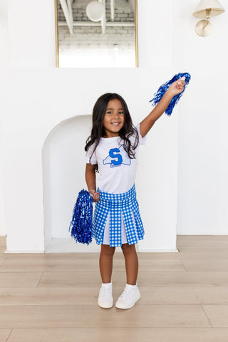 2-Piece Scalloped Tee and Skort Set - Royal Blue - Sugar Bee Clothing