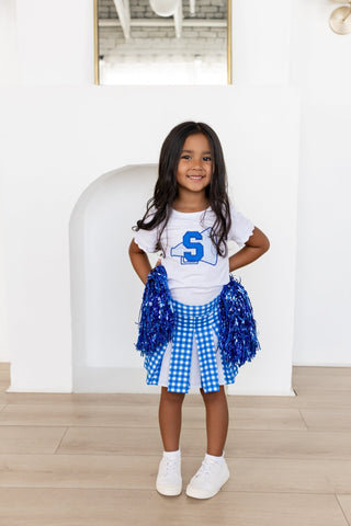 2-Piece Scalloped Tee and Skort Set - Royal Blue - Sugar Bee Clothing