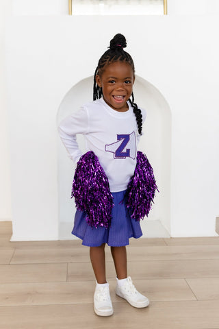 2-Piece Long Sleeve Pullover and Skort Set - Purple Dot - Sugar Bee Clothing