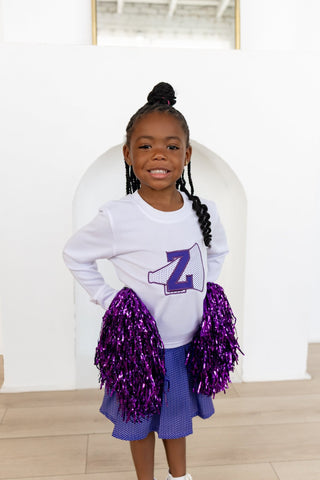 2-Piece Long Sleeve Pullover and Skort Set - Purple Dot - Sugar Bee Clothing