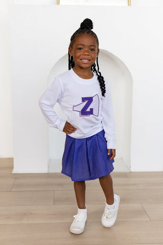 2-Piece Long Sleeve Pullover and Skort Set - Purple Dot - Sugar Bee Clothing