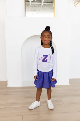 2-Piece Long Sleeve Pullover and Skort Set - Purple Dot - Sugar Bee Clothing
