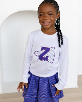 2-Piece Long Sleeve Pullover and Skort Set - Purple Dot - Sugar Bee Clothing