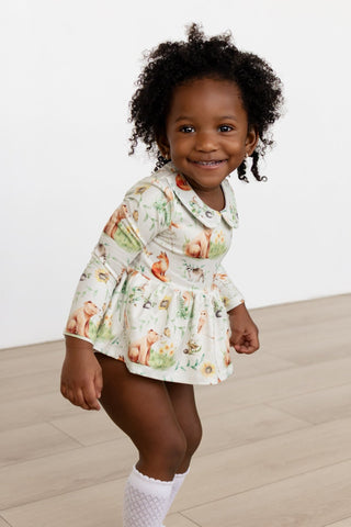 Woodland Toile Peter Pan Skirted Bubble - Sugar Bee Clothing