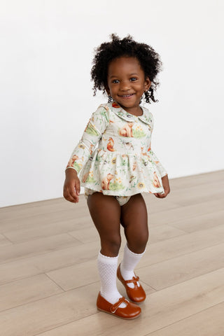 Woodland Toile Peter Pan Skirted Bubble - Sugar Bee Clothing