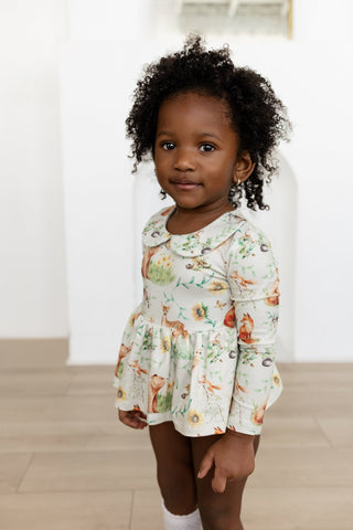 Woodland Toile Peter Pan Skirted Bubble - Sugar Bee Clothing