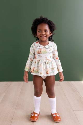 Woodland Toile Peter Pan Skirted Bubble - Sugar Bee Clothing