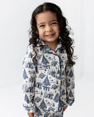 Organic Cotton Girls Button Down Pajamas - Timeless Toile - Sugar Bee Clothing