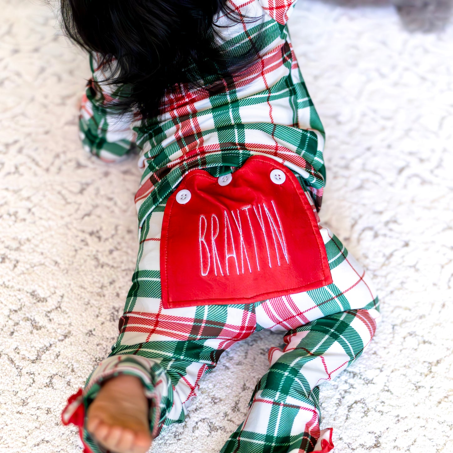 Ruffle Buttflap Pajamas - Christmas Plaid Holiday Lounge
