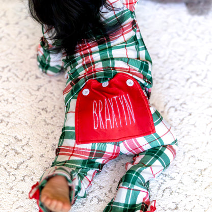 Ruffle Buttflap Pajamas - Christmas Plaid Holiday Lounge
