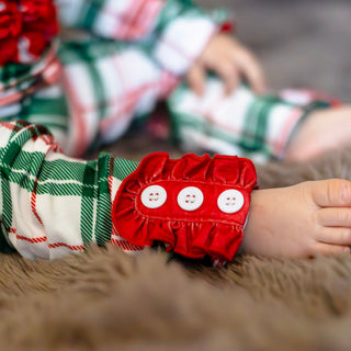 Ruffle Buttflap Pajamas - Christmas Plaid Holiday Lounge - Sugar Bee Clothing
