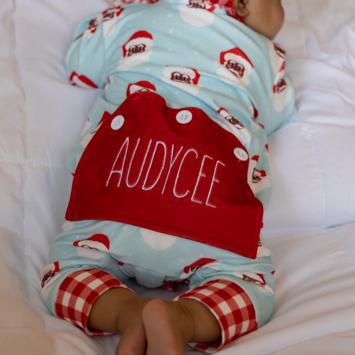 Baby Ruffle Buttflap Pajamas - Vintage Black Santa Holiday Lounge