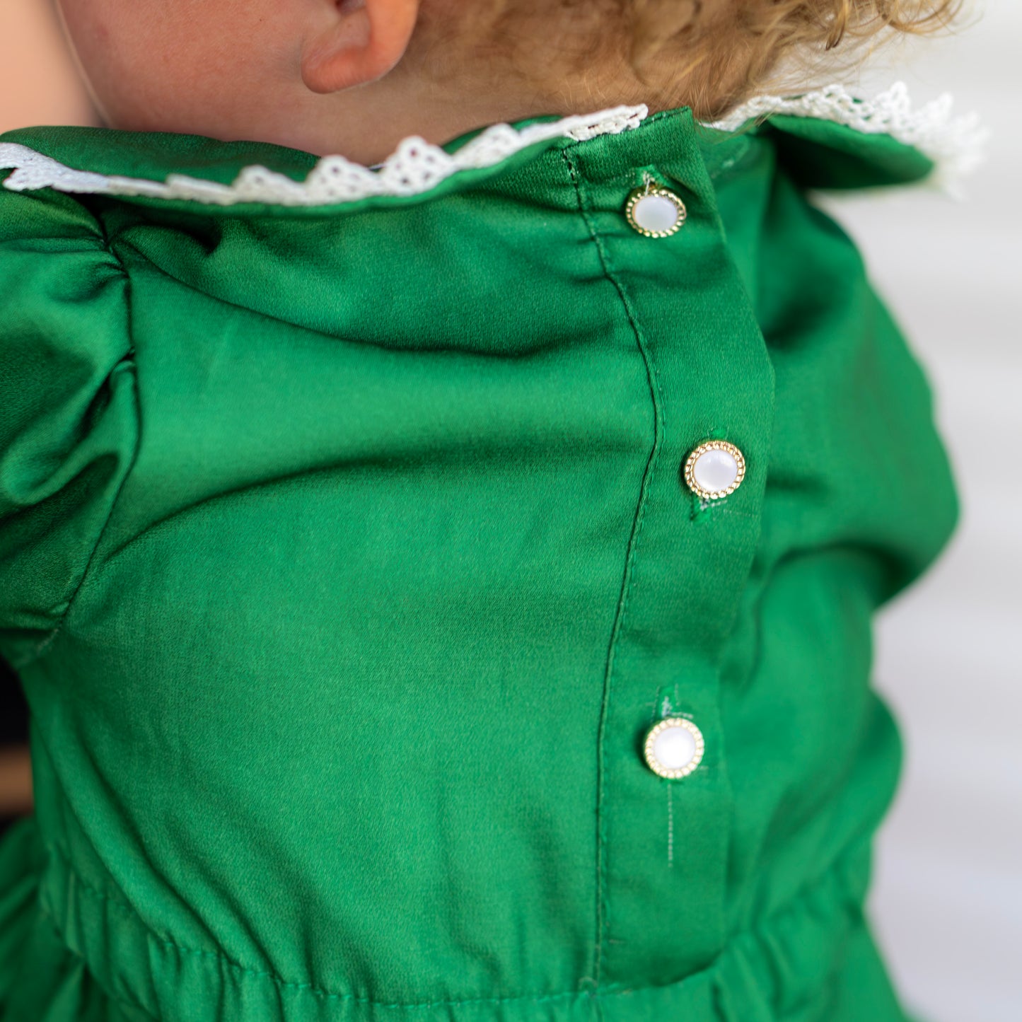 Madeline Lace Peter Pan Dress - Emerald