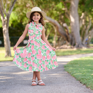 Elaine Keyhole Tank Dress - Red Hydrangeas - Sugar Bee Clothing