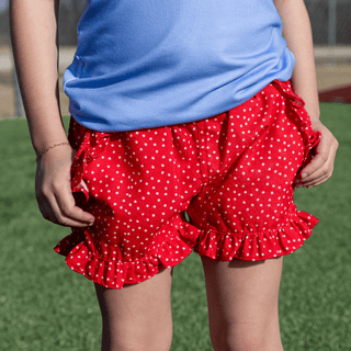 Rose Ruffle Shorts - Liberty Dot - Sugar Bee Clothing