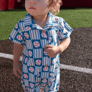 Baby Craig Woven One Piece - Ballpark - Sugar Bee Clothing