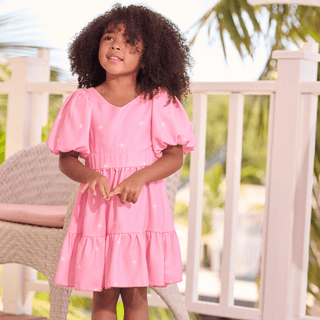 Abby Dress - Pink Palm Trees - Sugar Bee Clothing