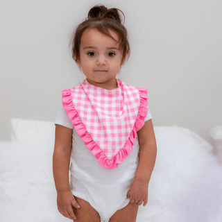 Bandana Bib - Pink Gingham - Sugar Bee Clothing