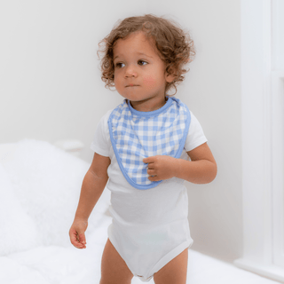 Bandana Bib - Blue Gingham - Sugar Bee Clothing