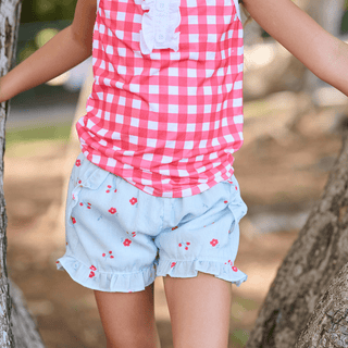Rose Ruffle Shorts - Ditsy Floral - Sugar Bee Clothing
