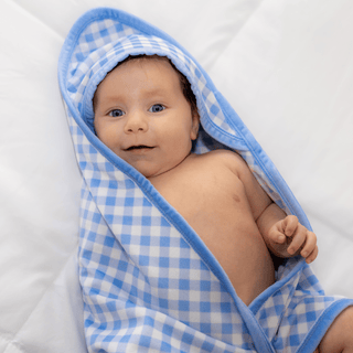 Hooded Towel - Blue Gingham - Sugar Bee Clothing