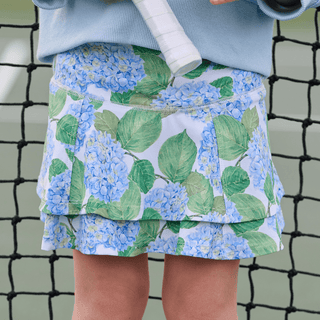 Taylor Ruffle Tennis Skirt - Blue Hydrangeas - Sugar Bee Clothing