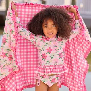 Rashguard Tankini - Colorful Pink Hibiscus - Sugar Bee Clothing