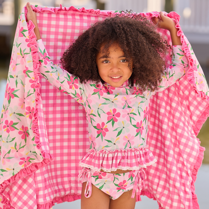 Rashguard Tankini - Colorful Pink Hibiscus