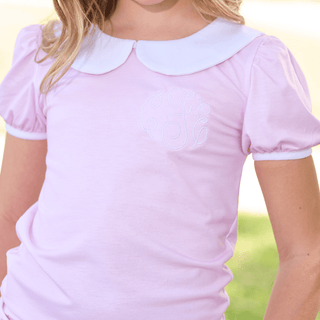 Amelia Peter Pan Puff Sleeve Tee - Light Pink - Sugar Bee Clothing