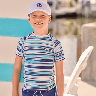 Short Sleeve Rashguard - Starfish Navy Stripe - Sugar Bee Clothing