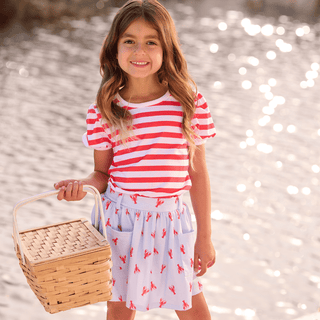 Amelia Puff Sleeve Tee - Red Stripe - Sugar Bee Clothing