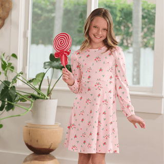 Emily Long Sleeve Dress - Red Heart Floral - Sugar Bee Clothing