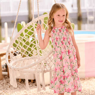 Sofia Sweetheart Smocked Tank Dress - Colorful Hibiscus - Sugar Bee Clothing