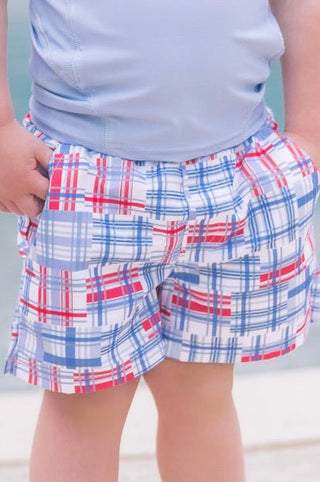 Compression Swim Shorts - Cape Cod Madras - Sugar Bee Clothing