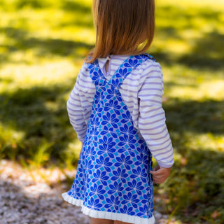 Ella Skirt Overalls - Cobalt Clover - Sugar Bee Clothing