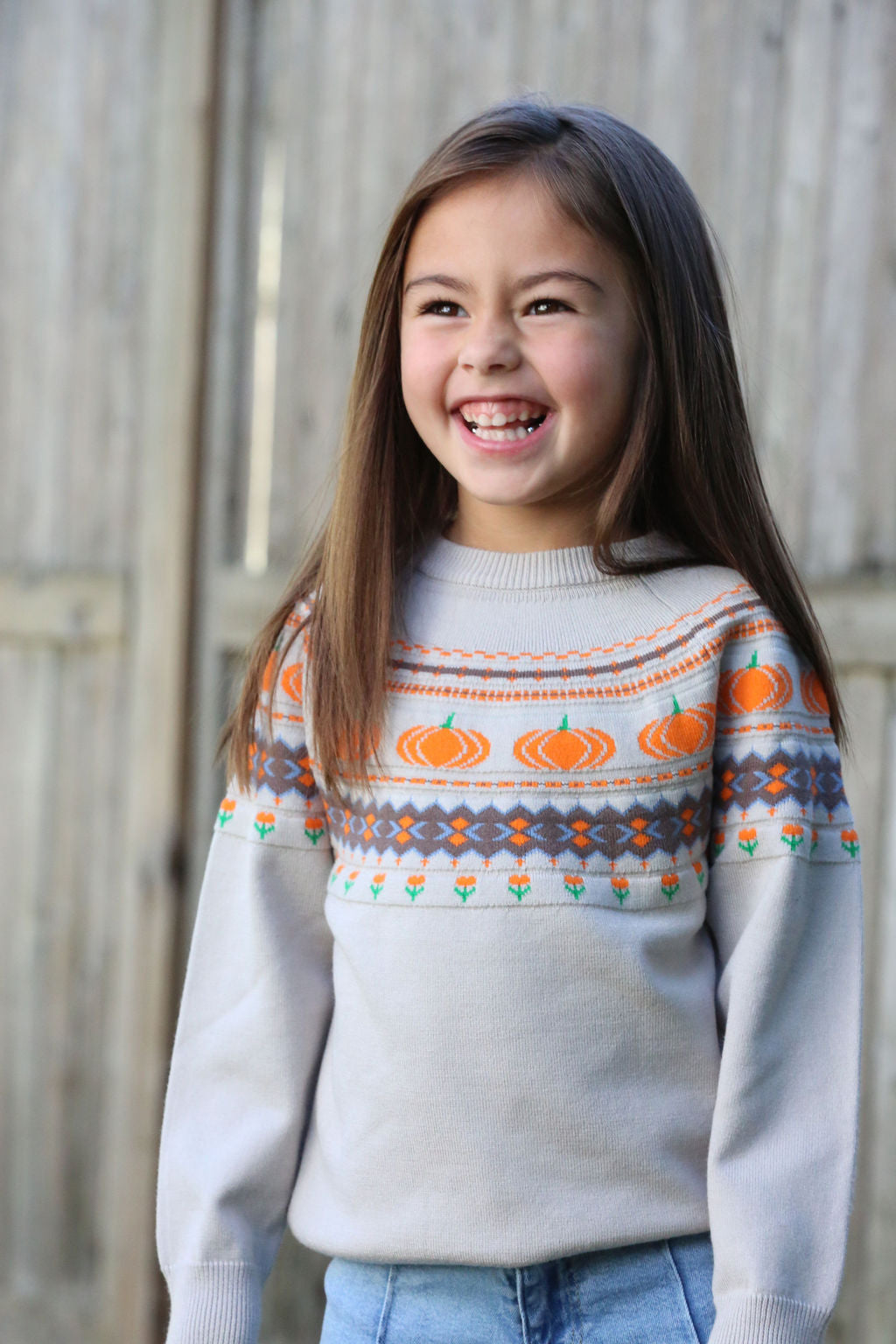 Mini Emerson Crew Sweater - Pumpkin Faire Isle