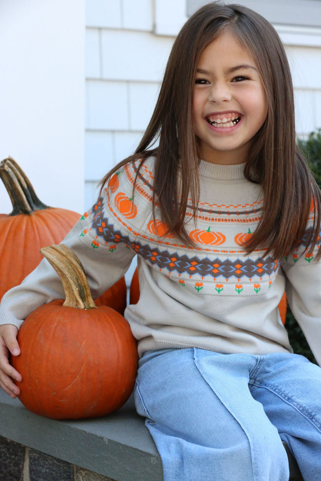 Mini Emerson Crew Sweater - Pumpkin Faire Isle