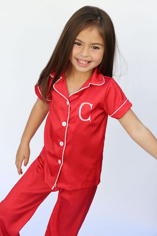 Charlie Satin Separates - Red Short Sleeve Top - Sugar Bee Clothing