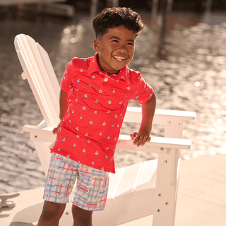 Davis Pocket Polo - Sailboats - Sugar Bee Clothing