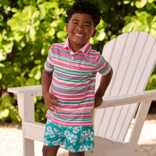 Kyson Boy Pocket Shorts - Tropical Teal - Sugar Bee Clothing