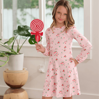 Emily Long Sleeve Dress - Red Heart Floral - Sugar Bee Clothing