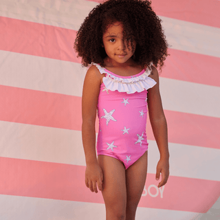 Bowback Swimsuit - Pink Starfish - Sugar Bee Clothing