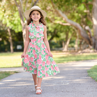 Elaine Keyhole Tank Dress - Red Hydrangeas - Sugar Bee Clothing