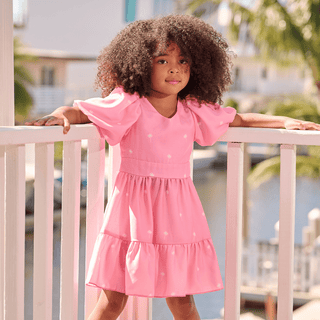 Abby Dress - Pink Palm Trees - Sugar Bee Clothing