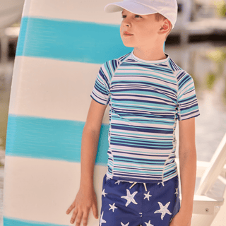 Compression Swim Shorts - Navy Starfish - Sugar Bee Clothing